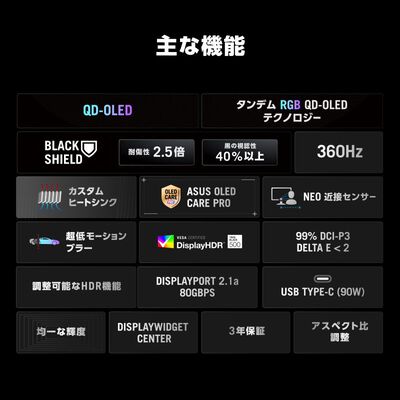 ASUS  ROG Swift OLED PG34WCDN (34インチウルトラワイド UWQHD 360Hz 湾曲 OLEDモニター) 