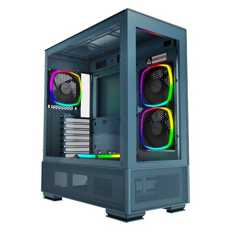 堅実な究極の Blue TWO SKY MONTECH (ATX パソコン通販の ｜ ブルー) ガラス PCケース(自作PC用)