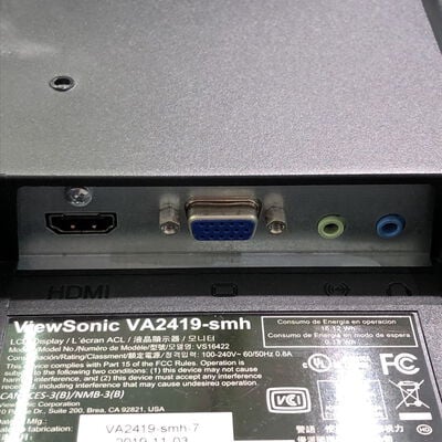 【甲府飯田店】中古  Viewsonic VA2419-SMH-7 (23.8”W 1A1H 5ms IPS) 182907 