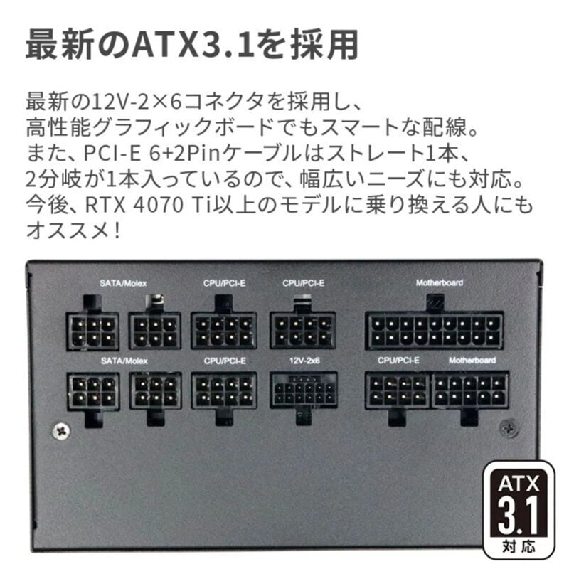 ドスパラセレクト 750W-GOLD-ATX31-BK (750W ブラック) ｜ パソコン