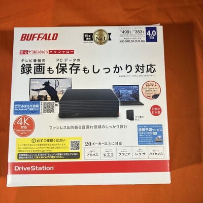 【なんば店】中古  BUFFALO HD-NRLD4.0U3-BA(USB3.1 外付HDD 4TB 黒) 3280021439 