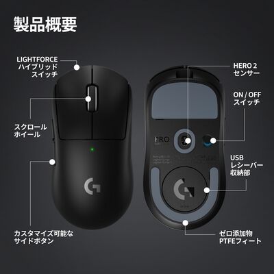 Logicool  PRO X SUPERLIGHT 2 Wireless Gaming Mouse G-PPD-004WL-BK (ブラック) 