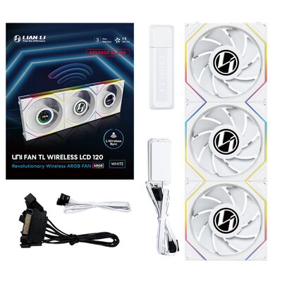 Lian-Li  UNI FAN TL 120 LCD REVERSE BLADE WIRELESS WT 3Pack UF-RS-TL120-LCD-WLS-3W (120mm ホワイト 3個パック) 