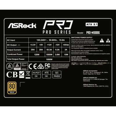 ASRock  PRO-M1000G (ATX 1000W) 