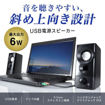 サンワサプライ  MM-SPL20UBK USB電源スピーカー（実用最大出力6W) 