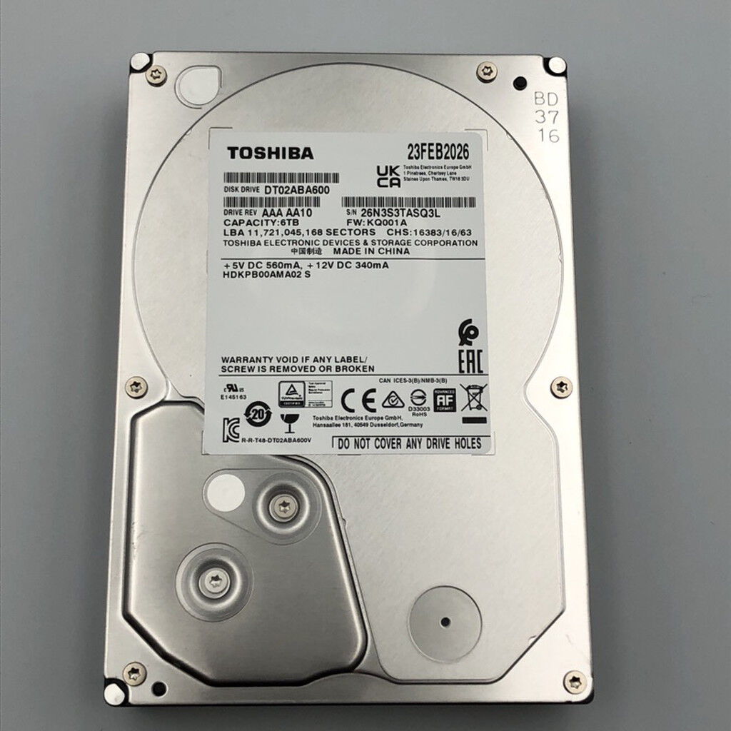 中古 TOSHIBA DT02ABA600 (SATA3 6TB 5400rpm 128MB BLK) 4720002683