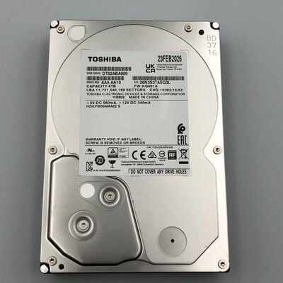 【甲府飯田店】中古  TOSHIBA DT02ABA600 (SATA3 6TB 5400rpm 128MB BLK) 4720002683 