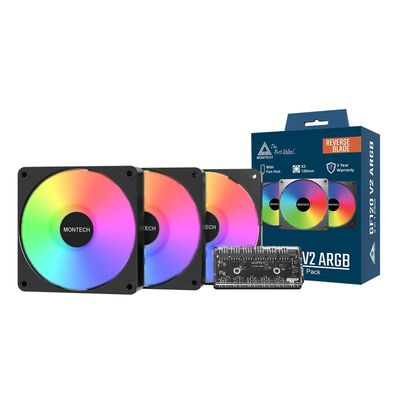 MONTECH  GF120R V2 ARGB Black 3 in 1 (3個パック ブラック リバースブレード) 