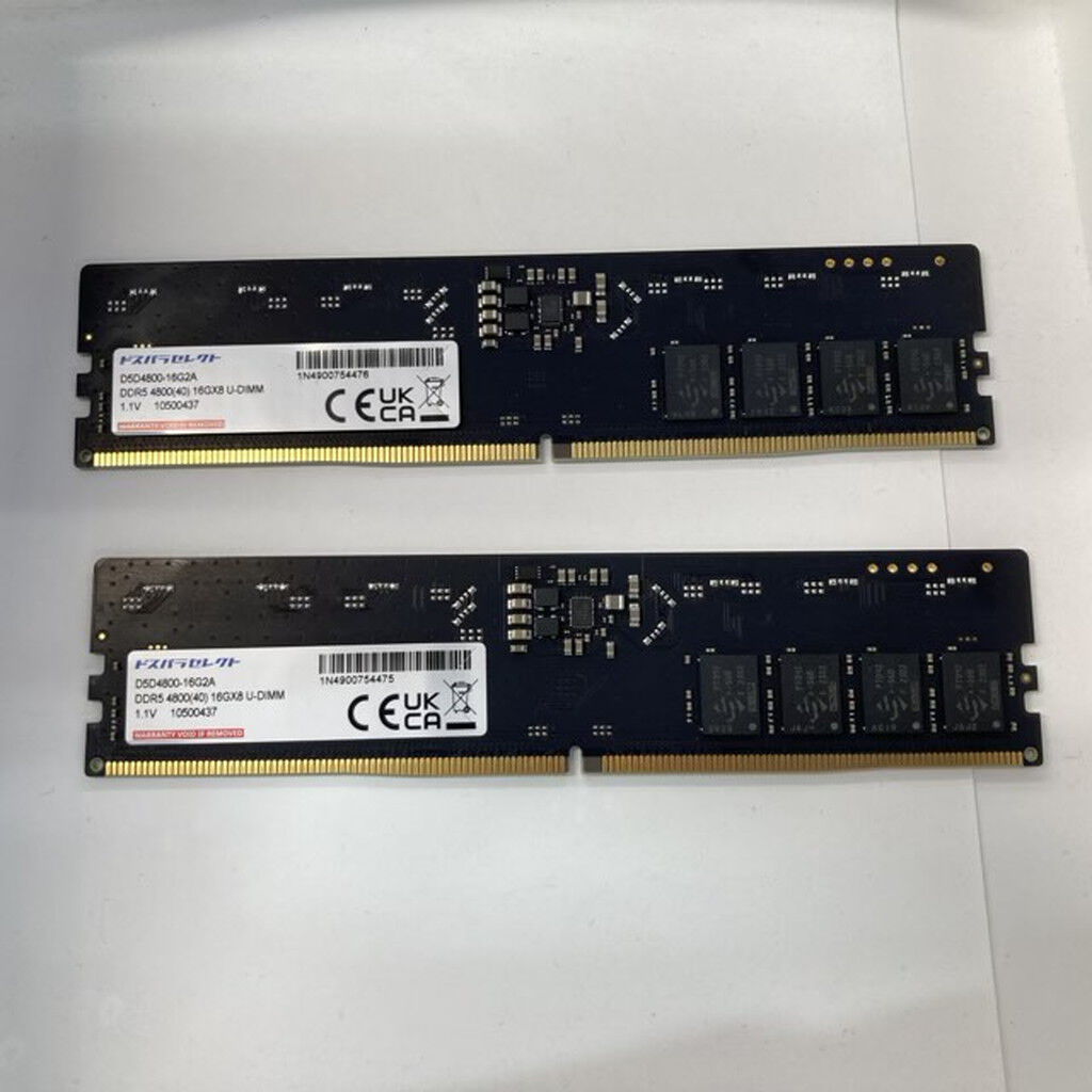 中古 16GB 2枚組(合計32GB) PC5-38400/DDR5-4800 デスクトップ用