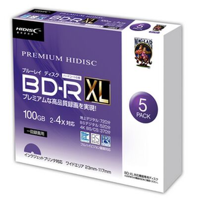 HIDISC  HDVBR100YP5SC (録画用BD-R XL 5枚) 