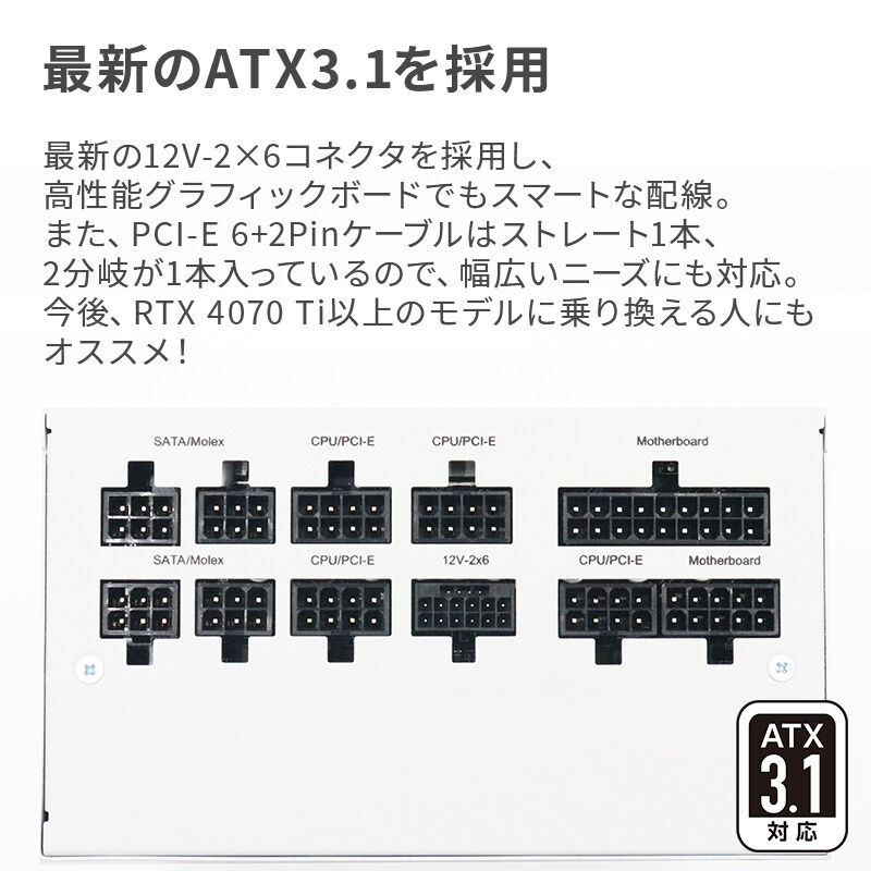 ドスパラセレクト 850W-GOLD-ATX31-WH (850W ホワイト) ｜ パソコン