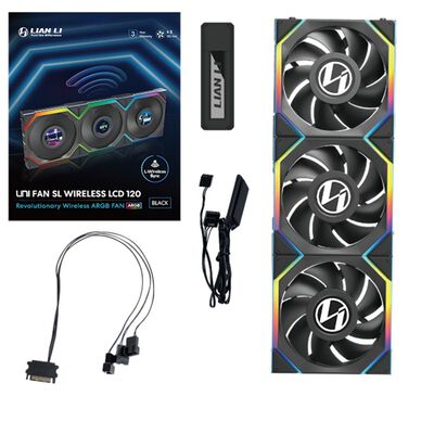 Lian-Li  UNI FAN SL WIRELESS LCD120 BK 3Pack UF-SL120-LCD-WLS-3B (120mm ブラック 3個パック) 