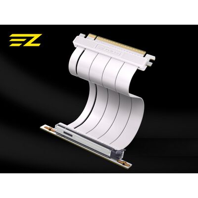 EZDIY  RC21 - PCIe 5.0 x16 200 mm Riser Cable 90-Degree - White EZDPC247-1 (PCIe 5.0 ライザーケーブル 200mm ホワイト) 