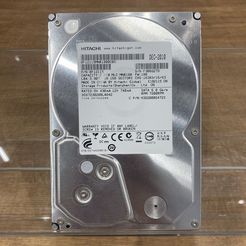 中古 HITACHI HDS723020BLA642 (2TB 3.5HDD) 5140001865 （404607