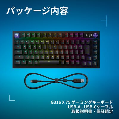 Logicool  G316 X 75 有線ゲーミングキーボード G316X-75-LNBK (ブラック) 