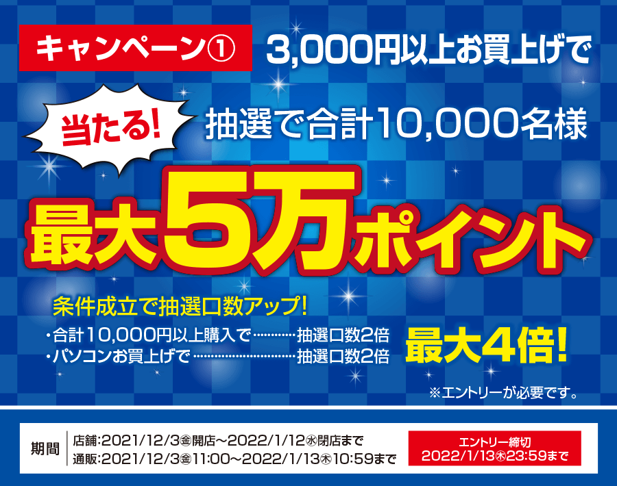 年末年始 特大ポイント還元祭 抽選で当たるキャンペーン