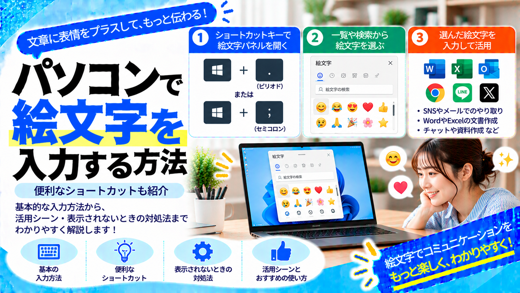 パソコンで絵文字を使う方法とは？入力手順や便利な活用術を解説