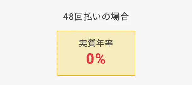 48回払いの場合 実質年率0%