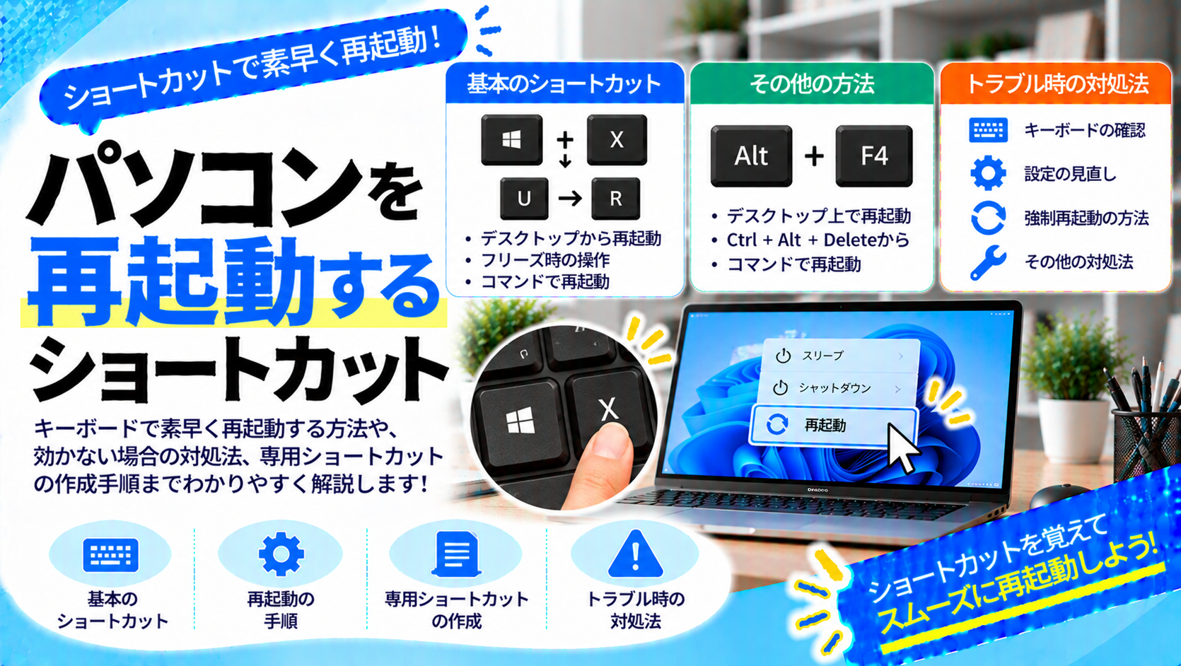pc 再起動 ショートカット