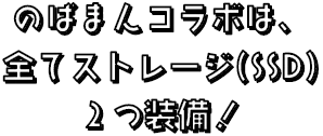 のばまんコラボは、全てストレージ(SSD)２つ装備！
