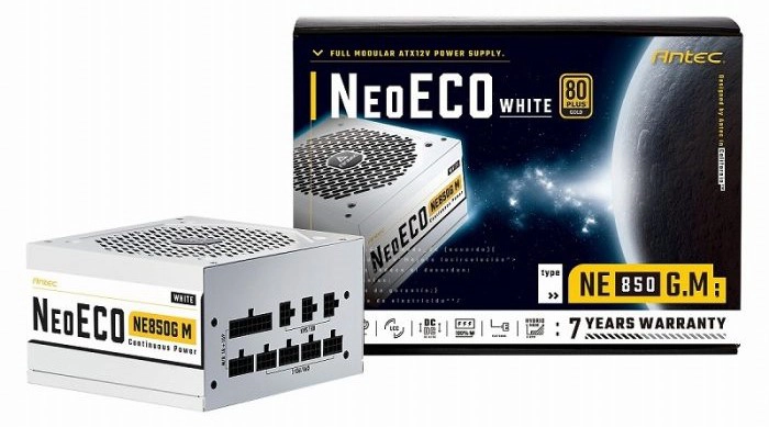 Antec NE850G M White (850W)_80PLUS Gold認証取得 高効率高耐久 フルモジュラー電源ユニット