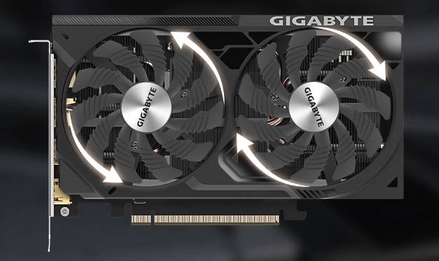 GIGABYTE GV-N406TWF2OC-8GD (GeForce RTX 4060 Ti 8GB)_冷却効率と静音のバランス「オルタネイトスピニング」「3D アクティブファン」