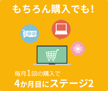 もちろん購入でも!毎月1回の利用で4か月目にステージ2