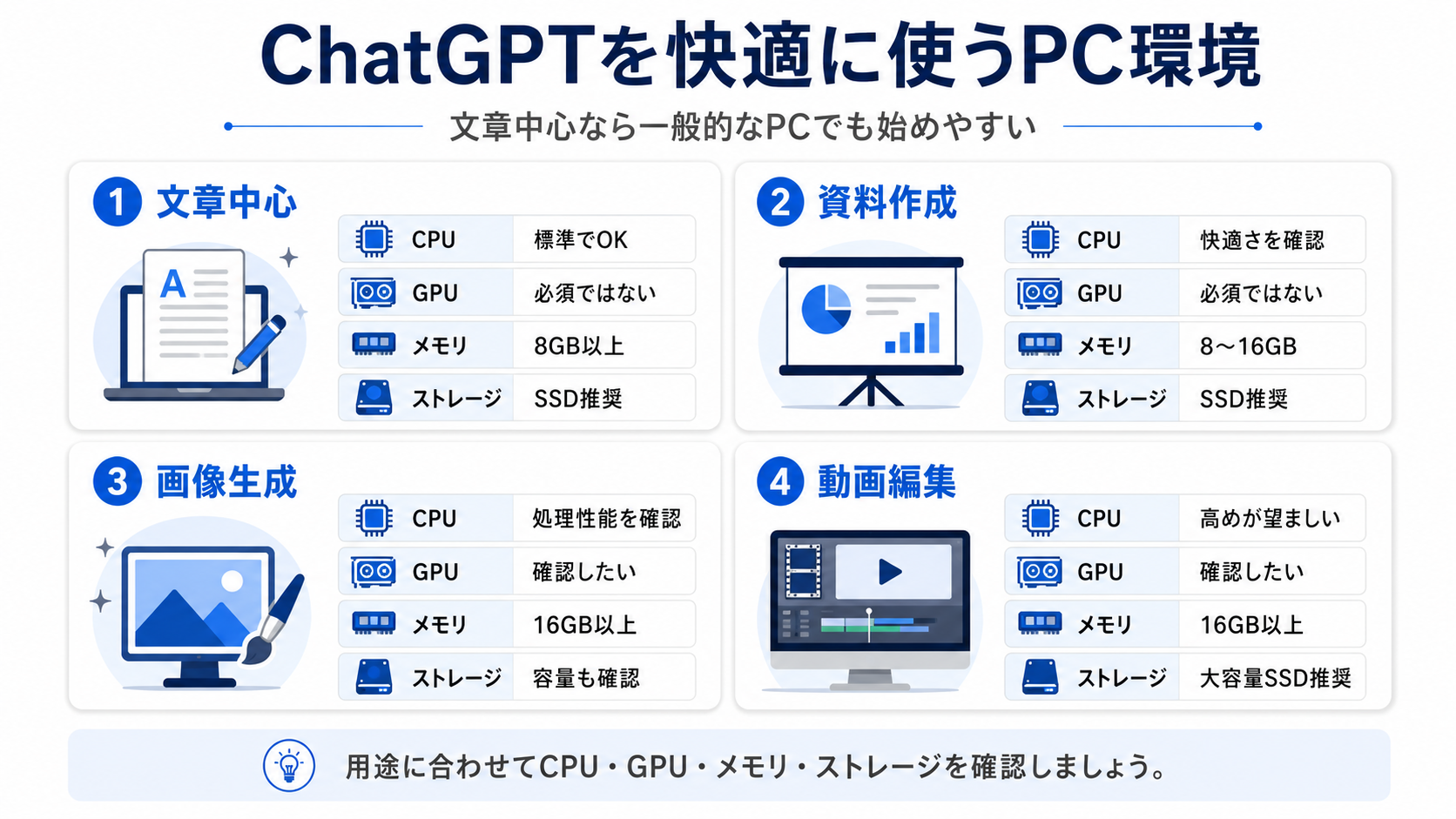 ChatGPTを快適に使うPC環境｜文章中心なら一般的なPCでも始めやすい