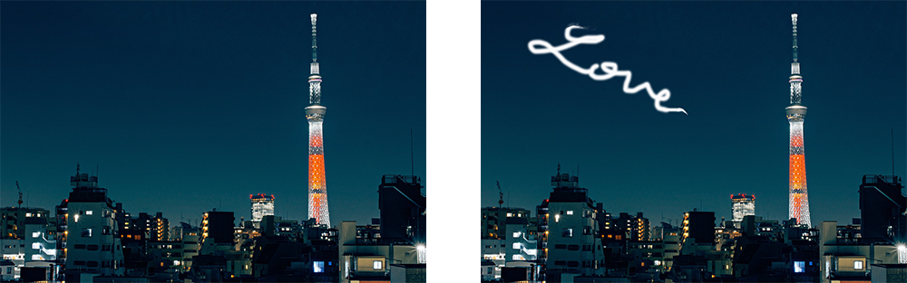 Photoshop(フォトショップ)の「ブラシ機能」を活用すれば、雲のテクスチャや造形も思いのままです。