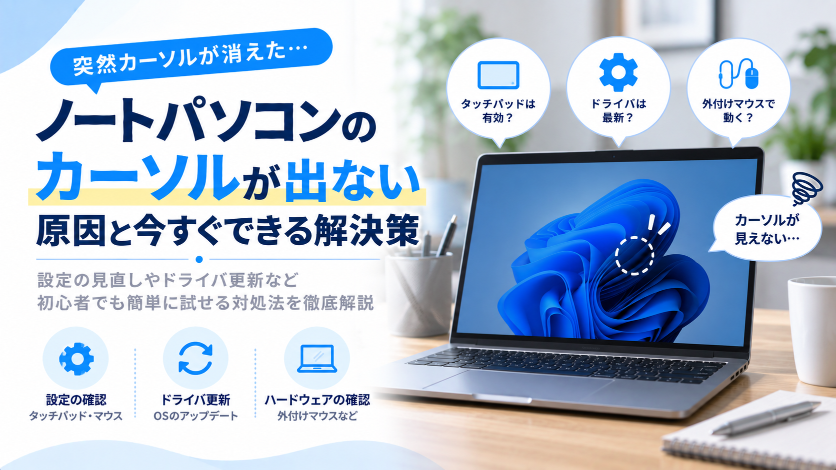 ノートパソコンのカーソルが出ない原因と今すぐできる解決策