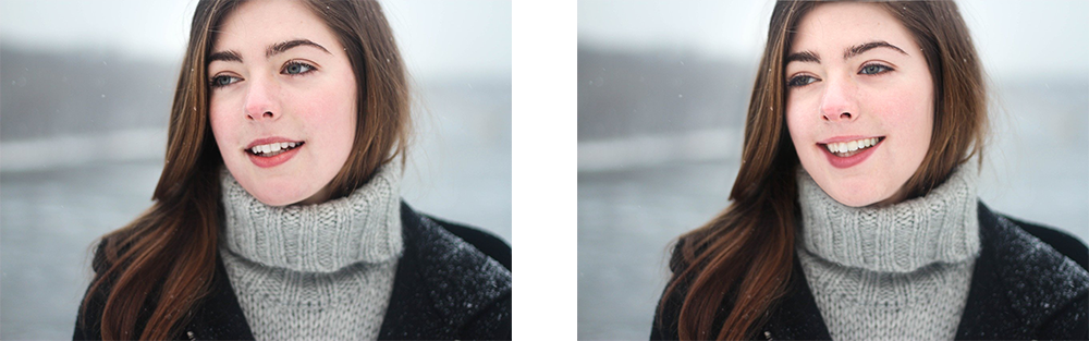 モデルの笑顔があと一歩と言う場合でも、Photoshop(フォトショップ)でより良い笑顔の写真に変えられます。