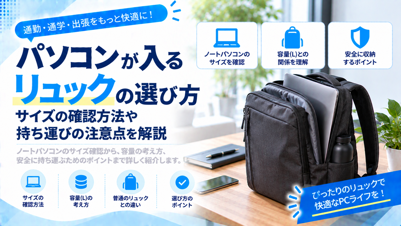 パソコンが入るリュックの選び方