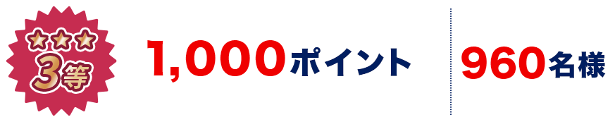3等1,000ポイント 960名様