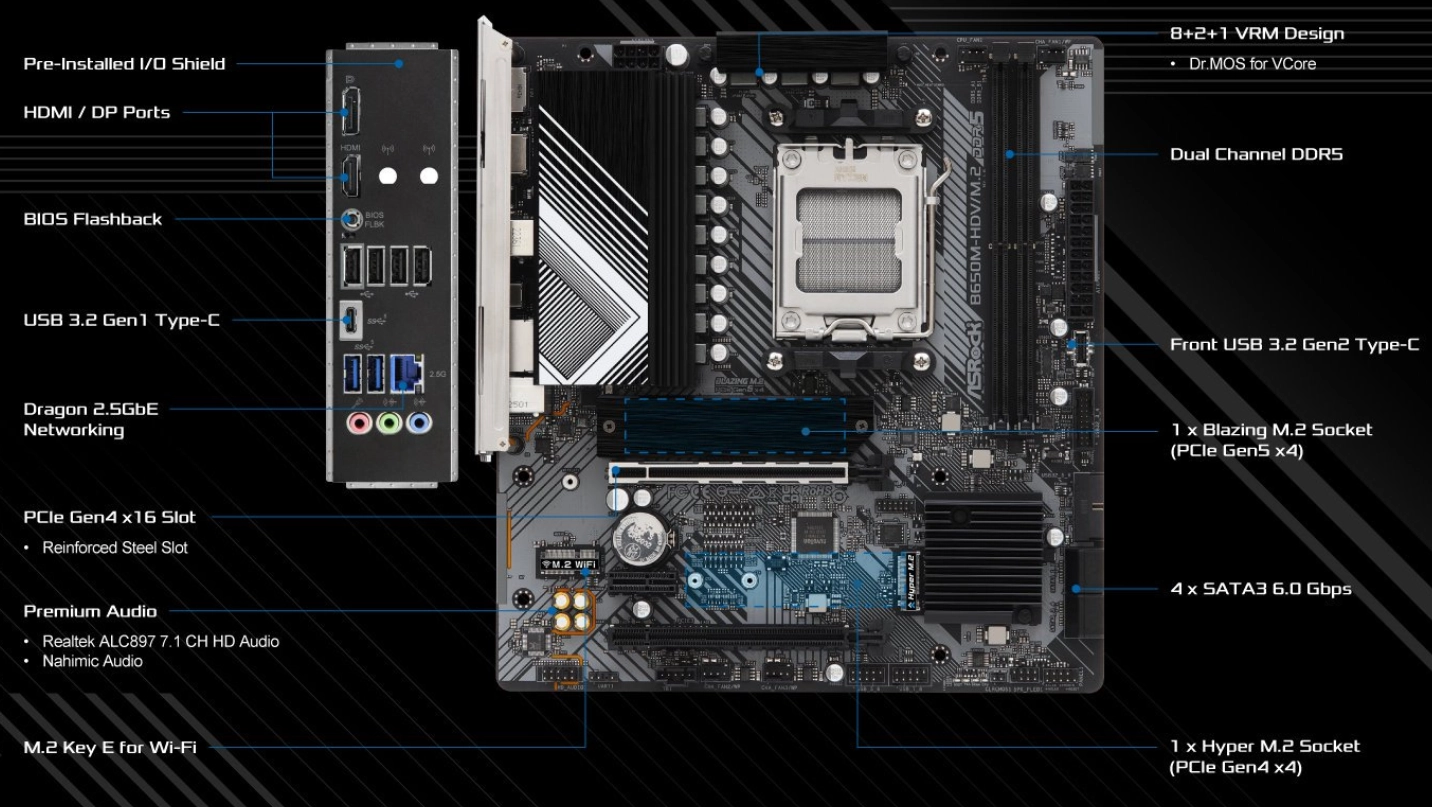 ASRock B650M-HDV/M.2 (B650 AM5 MicroATX)_仕様
