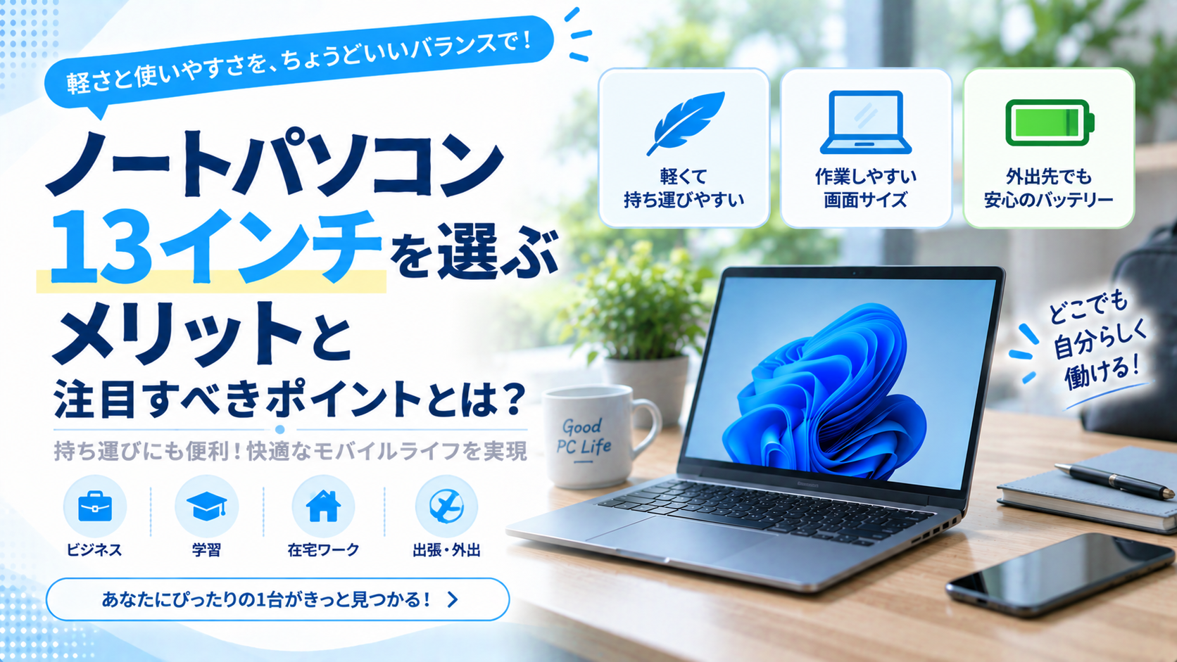 13インチのノートパソコンの選び方