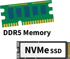 DDR5メモリとSSDのイラスト