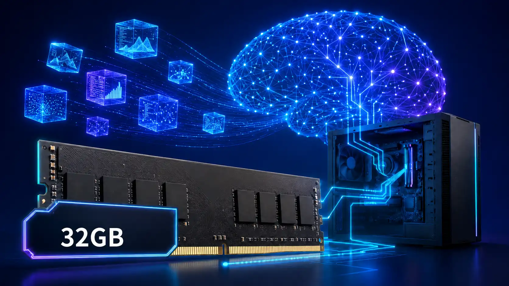 メモリ32GBとローカルAIの関係を表したイメージ