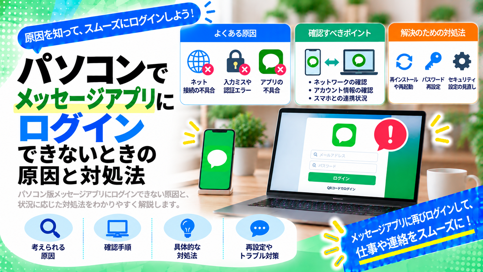 パソコンでLINE（ライン）にログインできないときの原因と対処方法まとめ