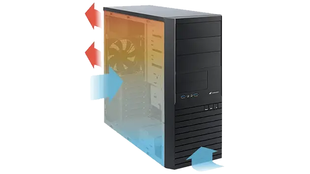 大型ファンによる高い冷却性能