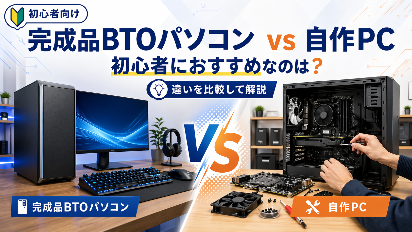 完成品のBTOパソコンと自作PC、初心者にはどちらがおすすめですか？