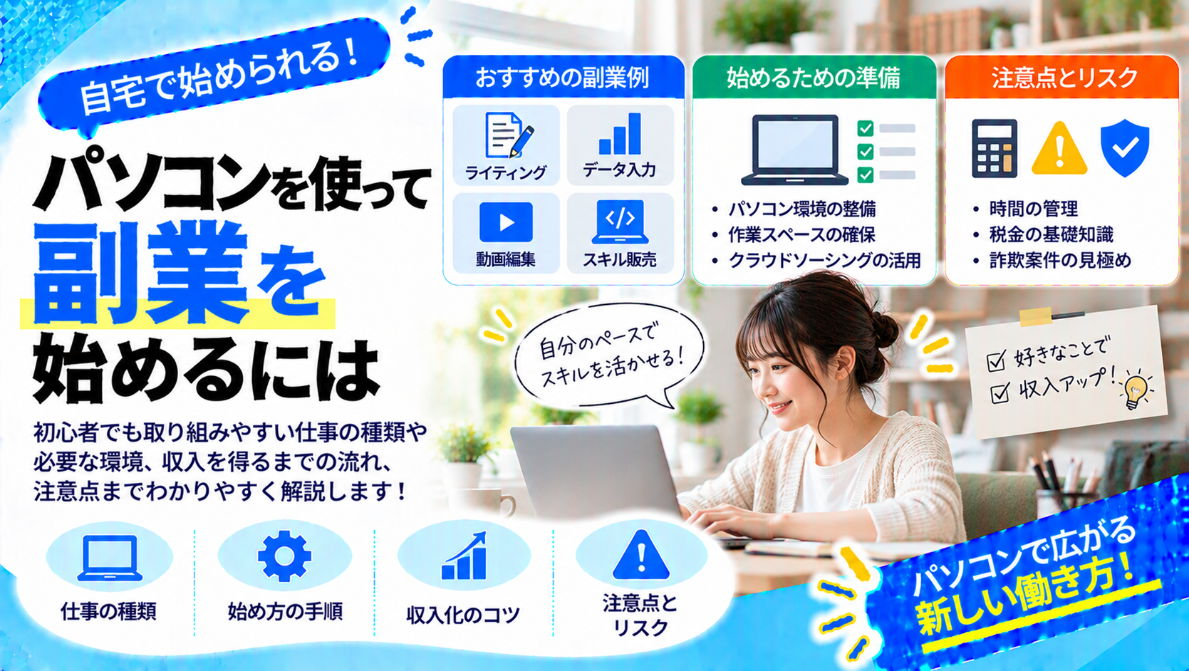 パソコンを使って副業を始めるには