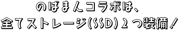 のばまんコラボは、全てストレージ(SSD)２つ装備！