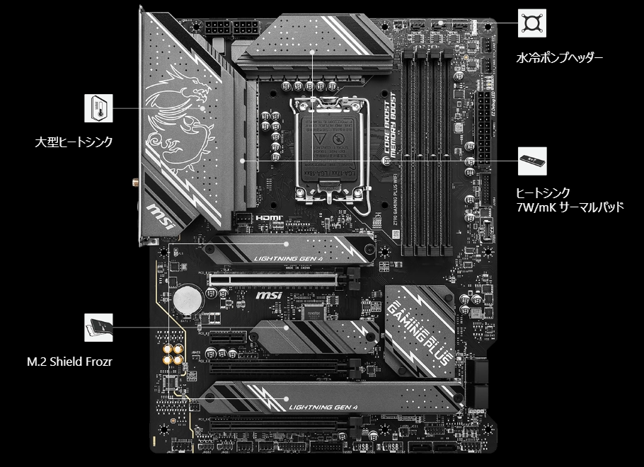 MSI Z790 GAMING PLUS WIFI (Z790 1700 ATX)_強化された冷却性