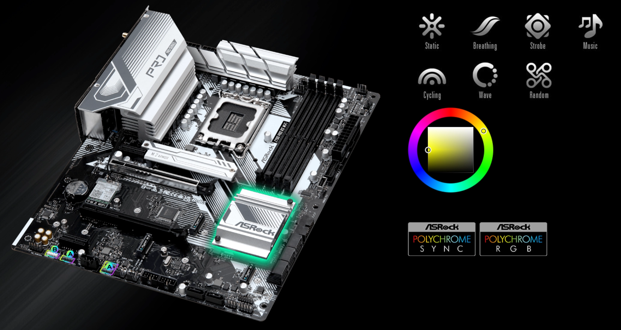 ASRock Z790 Pro RS WiFi (Z790 1700 ATX)_ポリクローム RGB