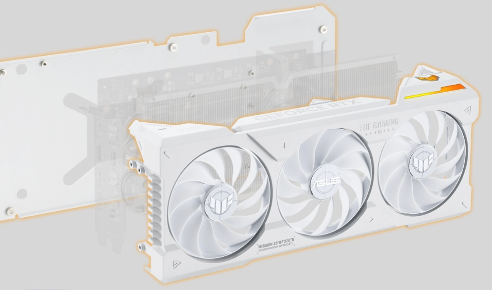 ASUS TUF-RTX4070TIS-O16G-WHITE-GAMING (GeForce RTX 4070 Ti SUPER 16GB)_Suit Up「金属製の外骨格」