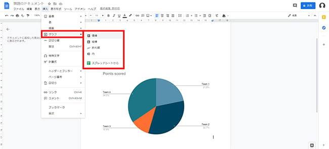 グラフの挿入では、用途に応じたグラフ形式を選択することが可能です。