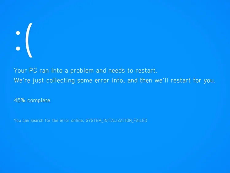 パソコンが急に落ちる前に、パソコンの画面が青い画面となり、白文字で注意文が表示されることがあります。