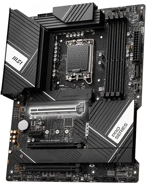 MSI PRO Z790-A WIFI DDR4 (Z790 1700 ATX)_LIGHTNING GEN 5 PCI-E WITH STEEL ARMOR