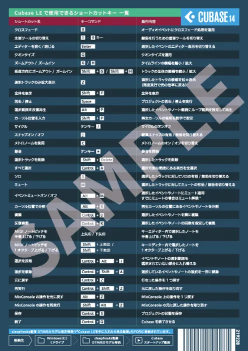 ショートカットキーリスト