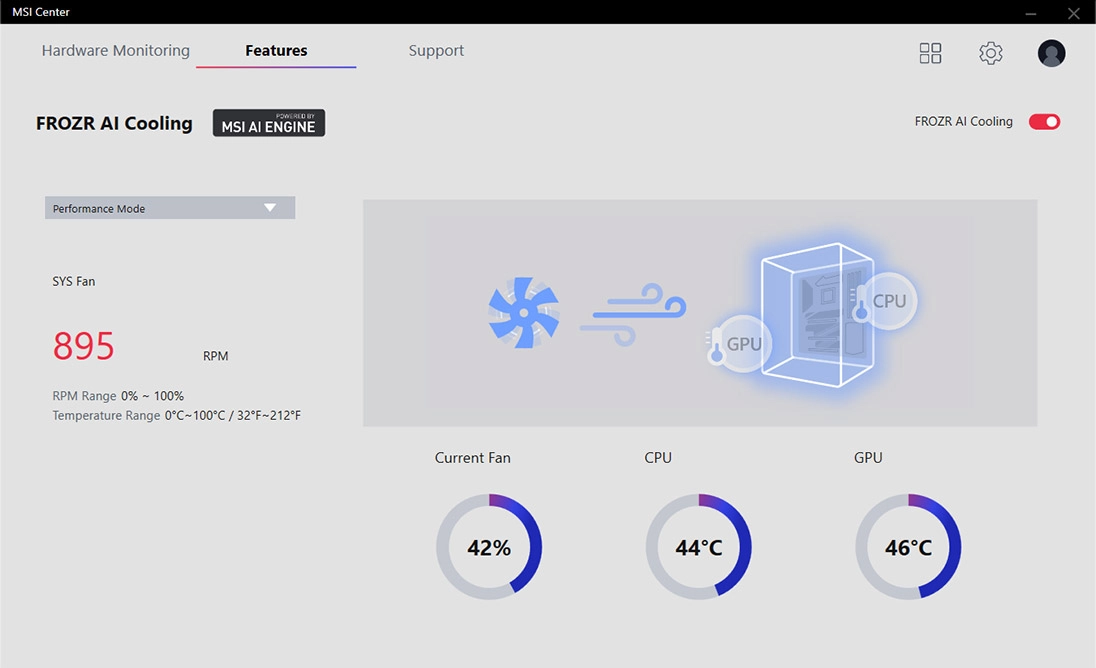 MSI B650 GAMING PLUS WIFI (B650 AM5 ATX)_ファン制御:FROZR AI 冷却